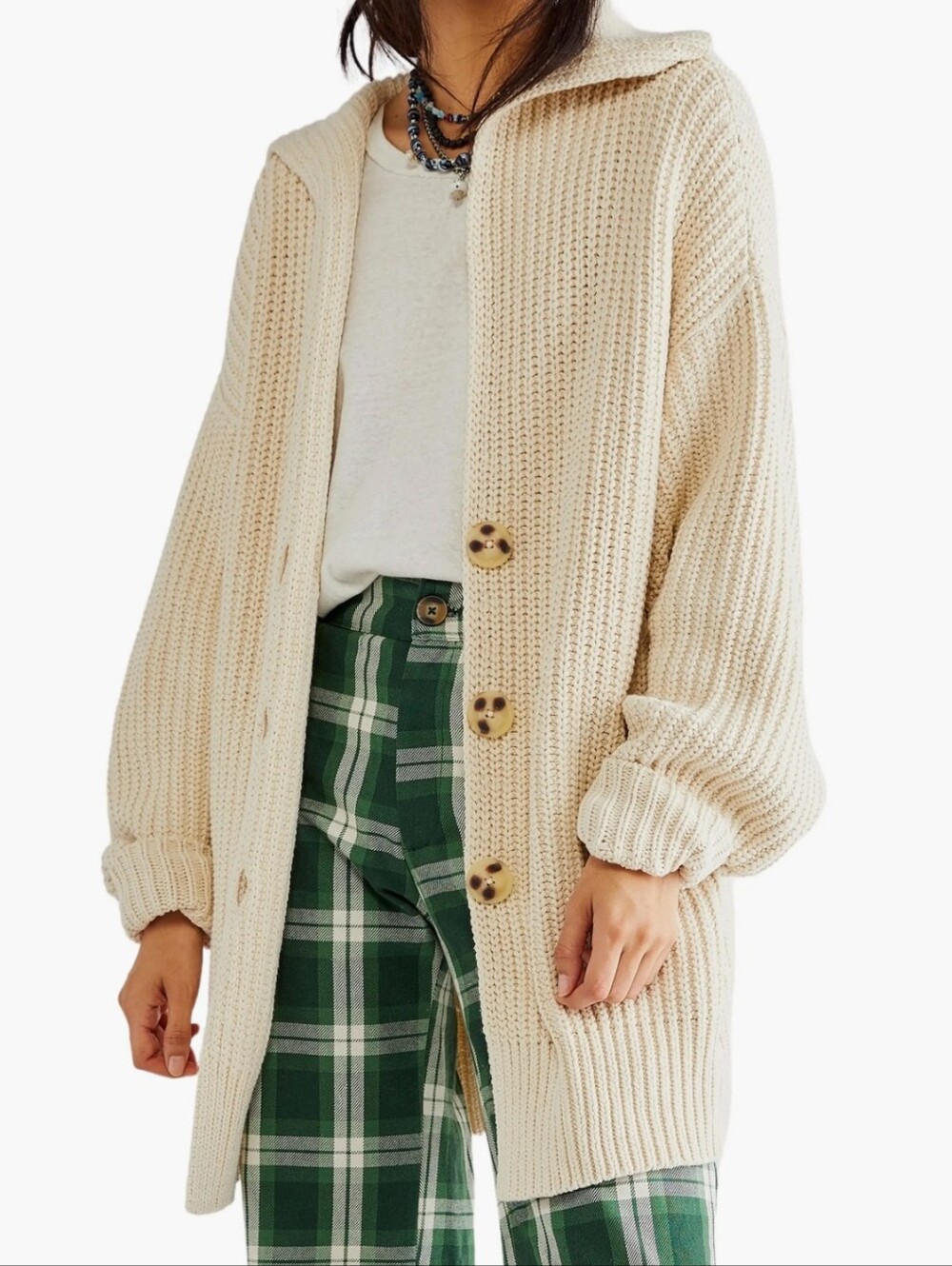 Free People Oversize Cardigan, Medium, Birch